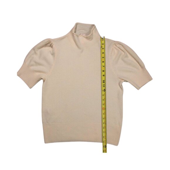 Cinq à Sept Tous Les Jours 100% Cashmere Puff Sleeve Mock Neck Sweater Size L - Picture 12 of 14